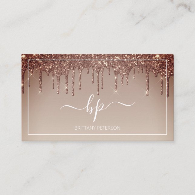 Girly Trendy Modern Blush Pink Glitter Business Card (Front)