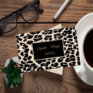 Girly Trendy Modern Elegant,Leopard Print, Frame Business Card