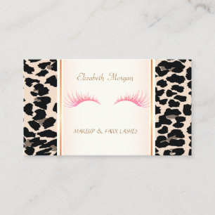Girly Trendy Modern Elegant,Leopard Print, Lashes Business Card