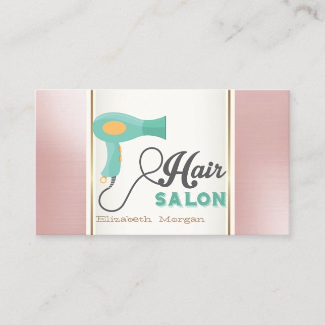 Girly Trendy Modern Hairdryer,Hair Salon Business Card (Front)