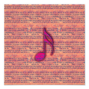Girly Trendy Musical Note on Sheet Music Photo Print