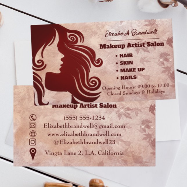 Girly Trendy Rose fake glitter Makeup Hairstylist Business Card (Creator Uploaded)