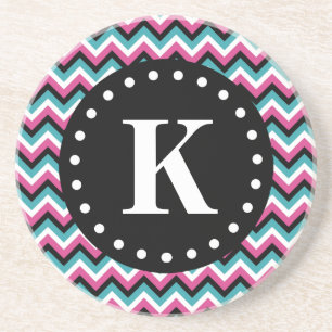 Girly Tribal Chevron Pattern Monogram Coaster