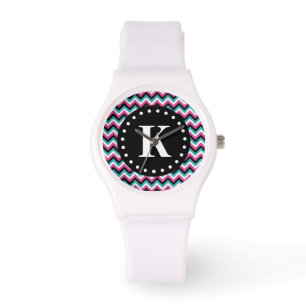 Girly Tribal Chevron Pattern Monogram Watch