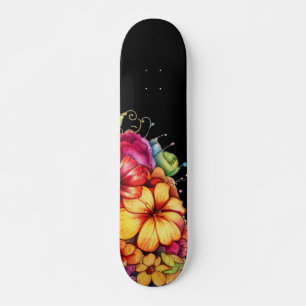 Girly Tropical Floral Skateboard