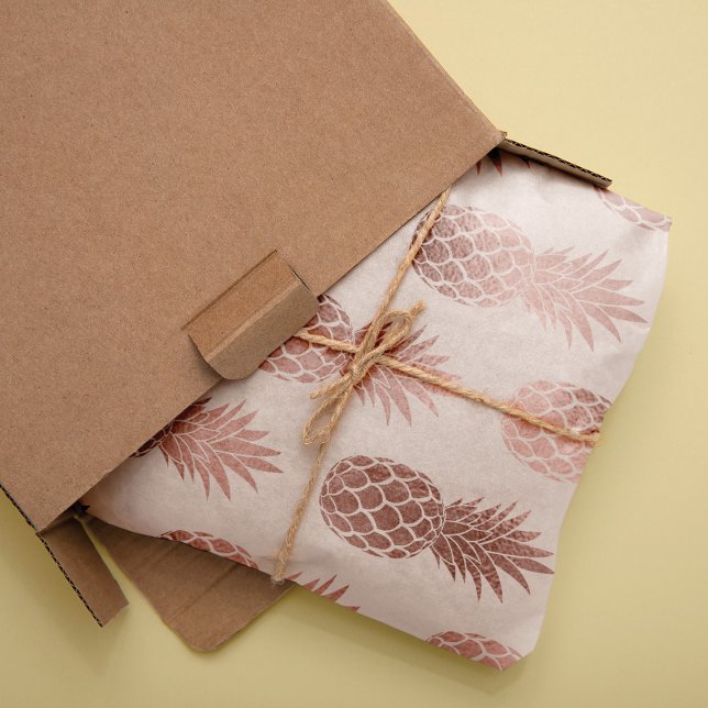 Girly Tropical Rose Gold Summer Pineapples Pattern Tissue Paper (Creator Uploaded)