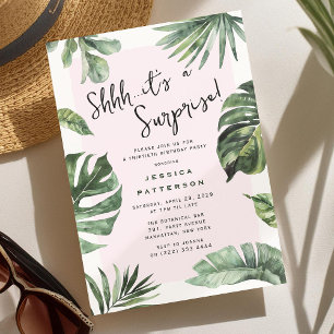 Girly Tropical Summer Adult Surprise Birthday Invitation