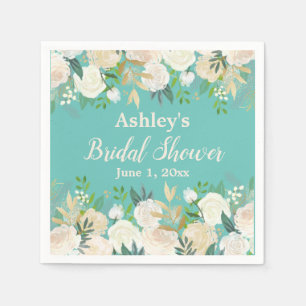 Girly Turquoise Blue Bridal Shower Bach Party Napkin
