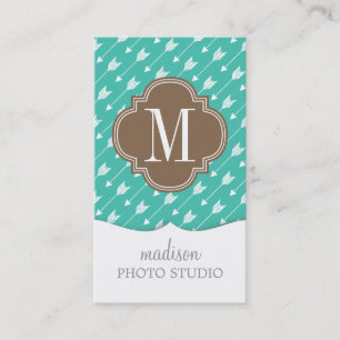 Girly Turquoise & brown Tribal Arrows Custom Business Card