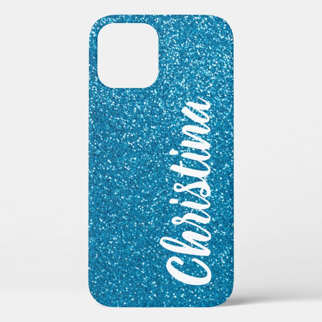 Girly Turquoise Glitter Name Personalised Case-Mate iPhone Case (Back)