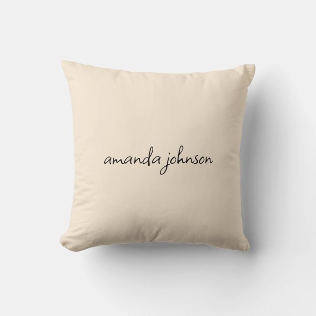 Girly Typography Beige Monogram Full Name Cushion (Front)