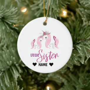 Girly Unicorn Little Sister Ceramic Ornament