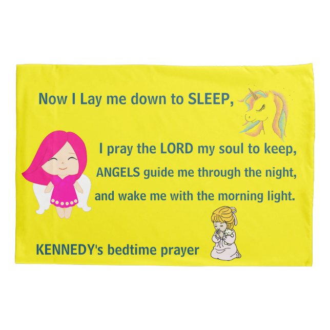 Girly Unicorn Pony Bedtime Prayer Personalised Pillowcase (Back)