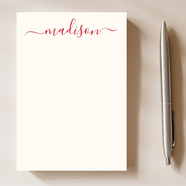 Girly Unique Red Typography Script Name  Post-it Notes (Creator Uploaded)