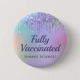 Girly Vaccinated Rainbow Glitter 6 Cm Round Badge