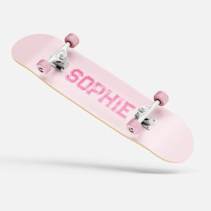 Girly Varsity Pink Skateboard Personalised Name