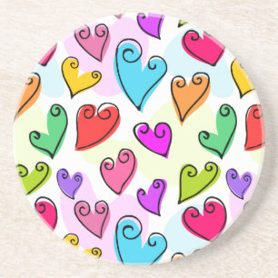 Girly Vibrant Hearts Cute Romantic Valentines Day Coaster