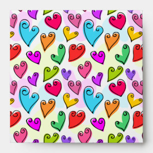Girly Vibrant Hearts Cute Romantic Valentine's Day Envelopes