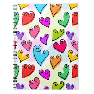 Girly Vibrant Hearts Cute Romantic Valentines Day Notebook