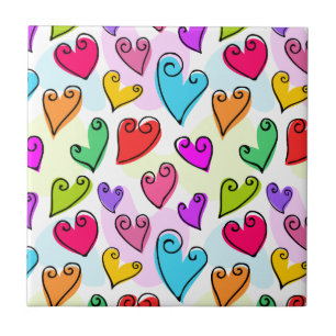 Girly Vibrant Hearts Cute Romantic Valentines Day Tile