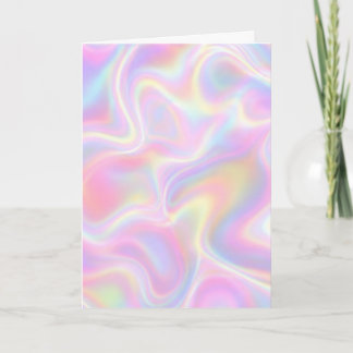Girly Vibrant Pastel Holographic Swirl Design      Card