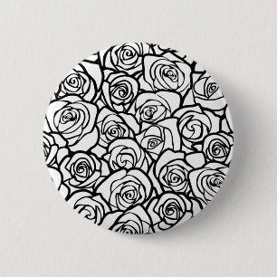 Girly Vintage black and white roses 6 Cm Round Badge