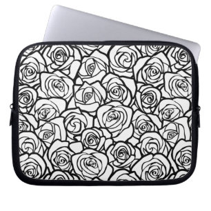 Girly Vintage black and white roses Laptop Sleeve