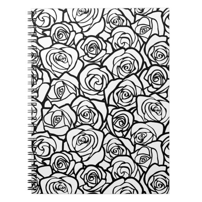Girly Vintage black and white roses Notebook (Front)