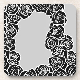 Girly Vintage black roses Coaster