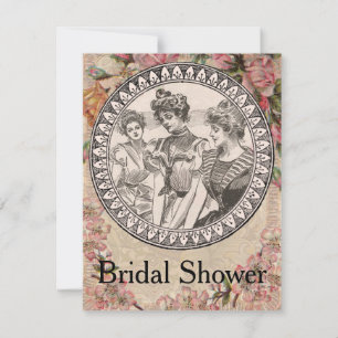 Girly Vintage Bridal Shower Invitation Flowers
