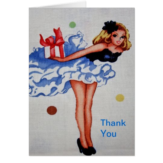 Girly Vintage Fabric Thank You Card