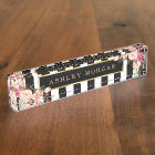Girly Vintage Floral with Gold Black White Stripes