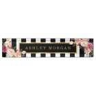 Girly Vintage Floral with Gold Black White Stripes