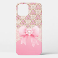 Girly Vintage Pink Floral Roses Ribbon And Lace