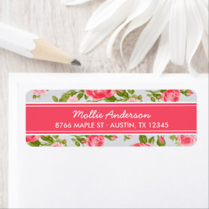 Girly Vintage Roses Floral Print Return Address Return Address Label