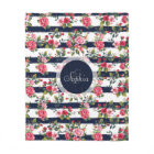 Girly vintage roses floral watercolor stripes