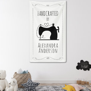 Girly Vintage Sewing Machine Hand Craft Minimal Banner