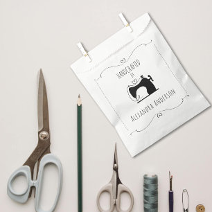 Girly Vintage Sewing Machine Hand Craft Minimal Favour Bag