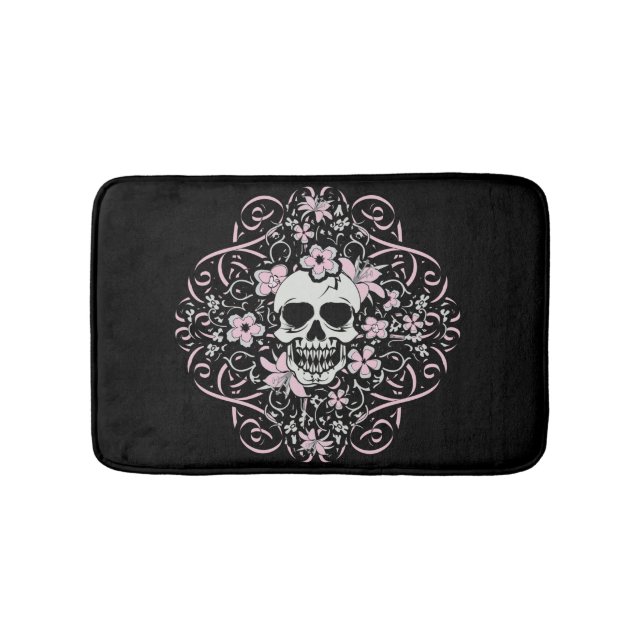 Girly Vintage Skull Bath Mat (Front)