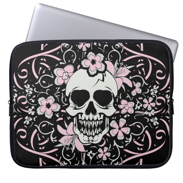 Girly Vintage Skull Laptop Sleeve (Front)