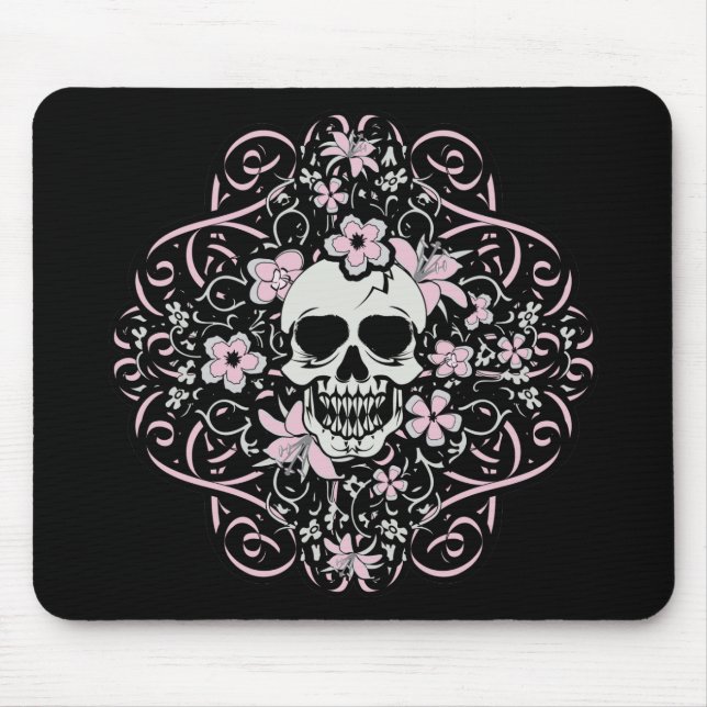 Girly Vintage Skull Mouse Pad (Front)