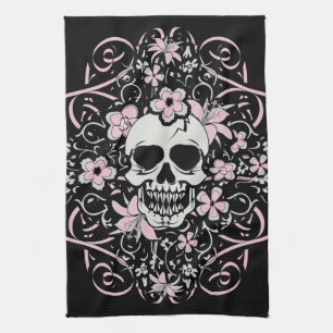Girly Vintage Skull Tea Towel