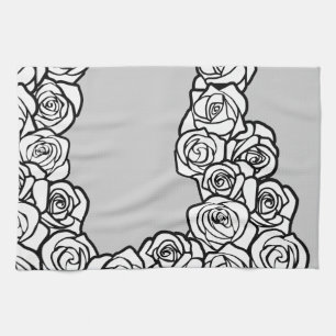 Girly Vintage white roses Tea Towel
