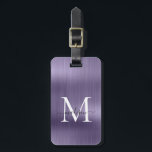 Girly Violet Brushed Metal Script Monogram Glam Luggage Tag<br><div class="desc">Girly Dusty Violet Light Purple Brushed Metal Script Monogram Cute Bag Tag</div>