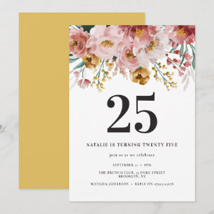 Girly watercolor floral editable age birthday