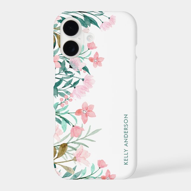 Girly Watercolor Floral Pattern Monogrammed (Back)