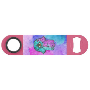 Girly Watercolor Floral Print Hamsa Hand of Fatima