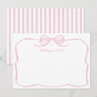 Girly Watercolor Pink Bow Bridal Shower Thank You Card
