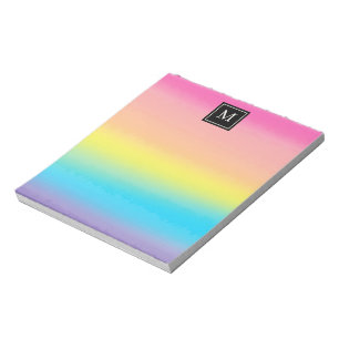 Girly Watercolor Rainbow Monogram Kids Notepad