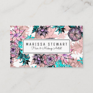 Girly Watercolor Rose Gold Floral Appointment Card